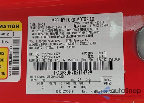 2024 Ford Mustang Ecoboost Premium from USA, damaged, VIN 1FAGP8UH7R5114799